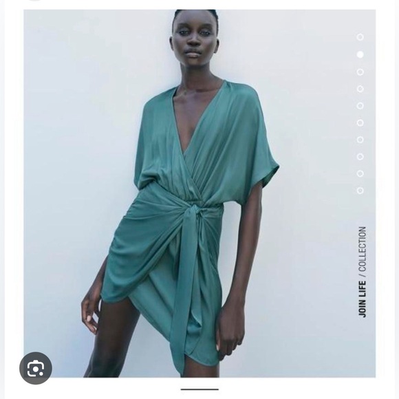 ZARA Satin effect wrap dress - size L - Picture 1 of 3